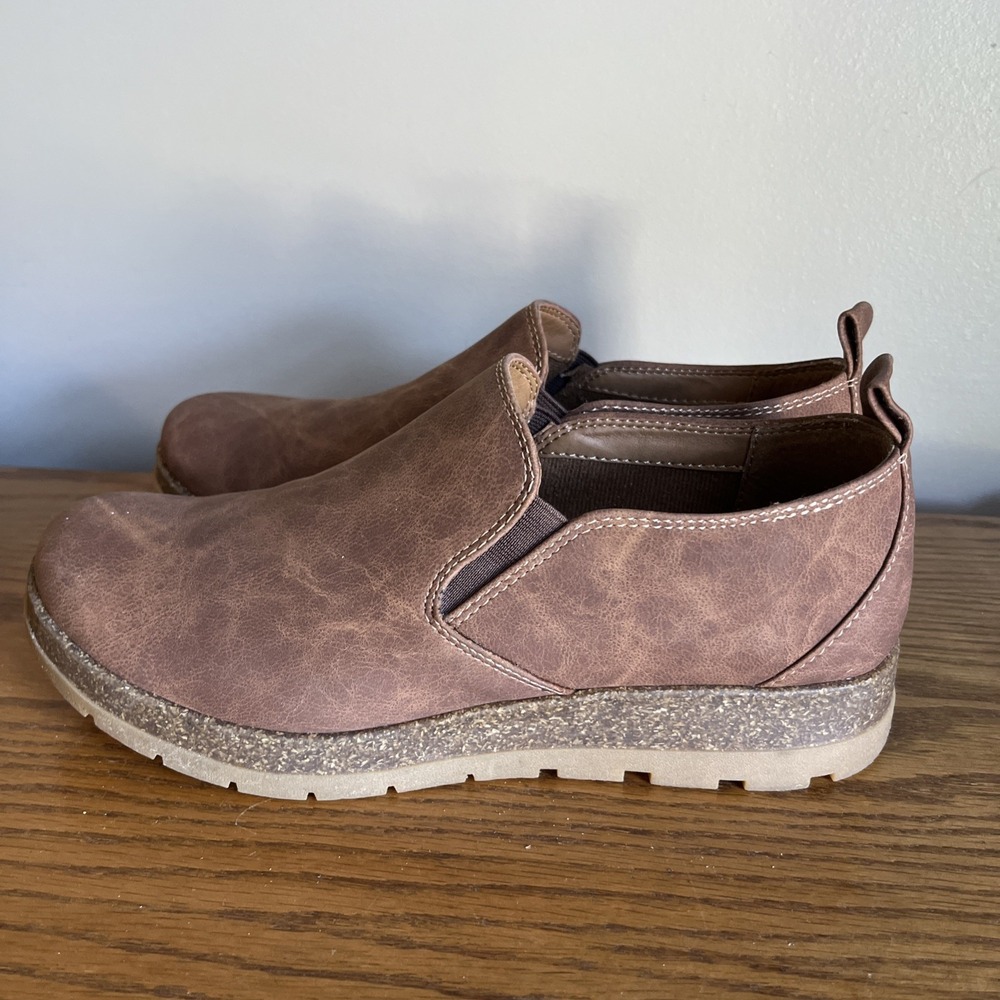 Vintage 7 Eight Shoes Brown Slip-on Loafers Lilly Luggage Cork Foot Bed Women 9 - Picture 3 of 11